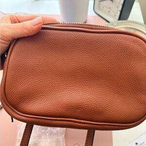 Banana Republic double zipper cross body leather bag